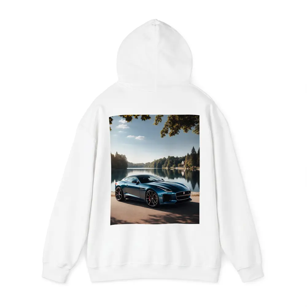 Jaguar F Type Parked By Calm Lake – Hoodies