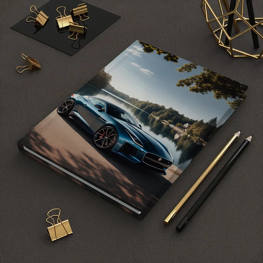 Jaguar F Type Parked By Calm Lake – Notebooks