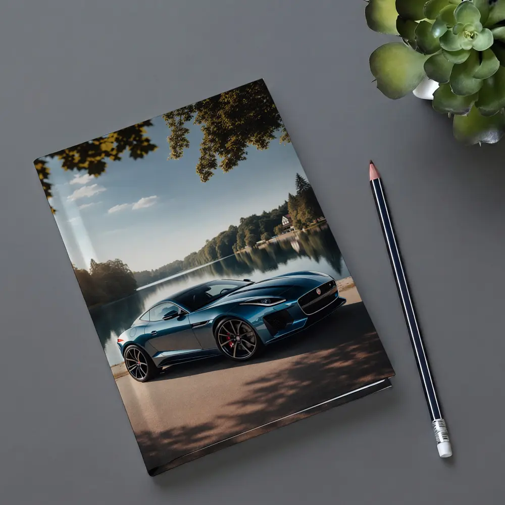 Jaguar F Type Parked By Calm Lake – Notebooks