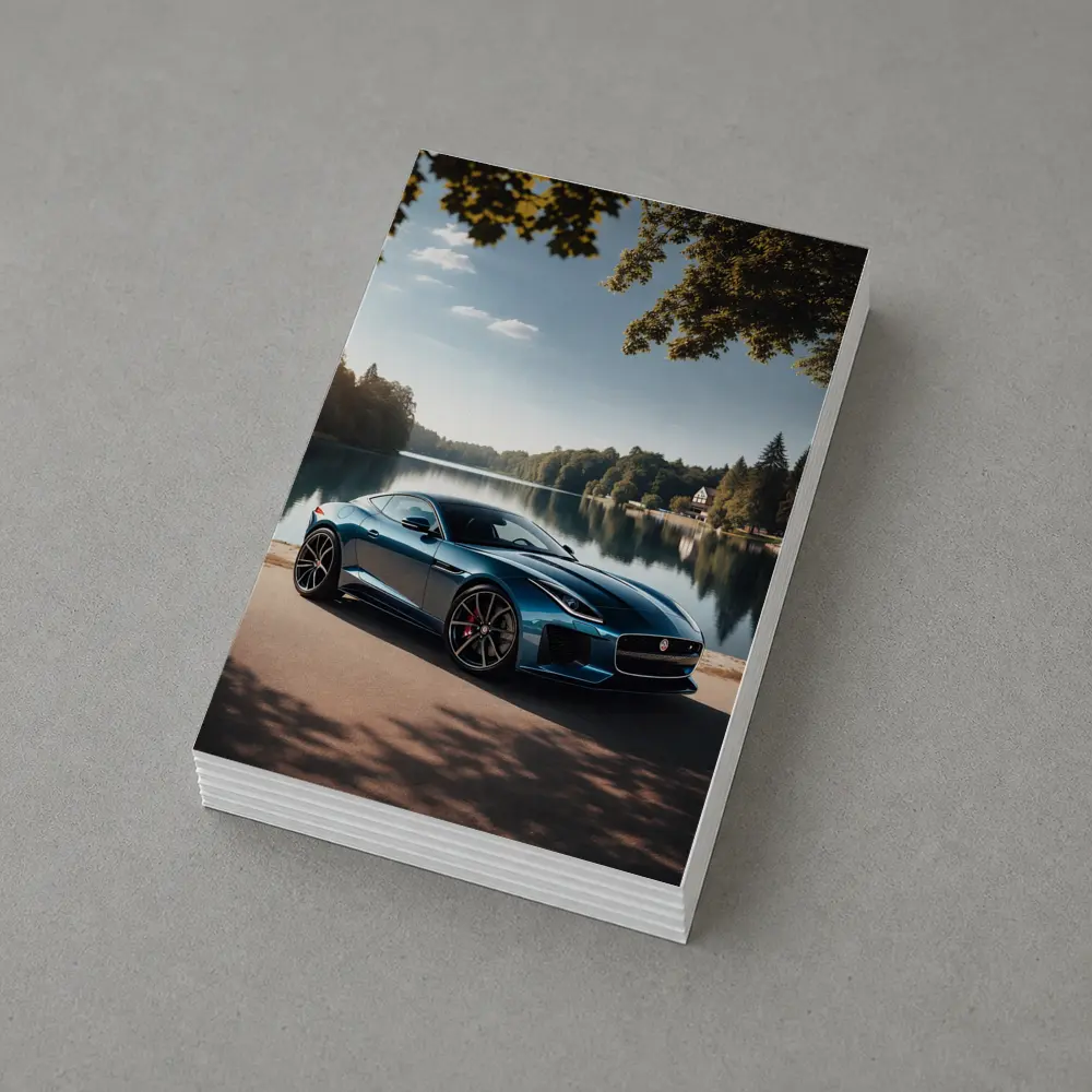 Jaguar F Type Parked By Calm Lake – Postcards