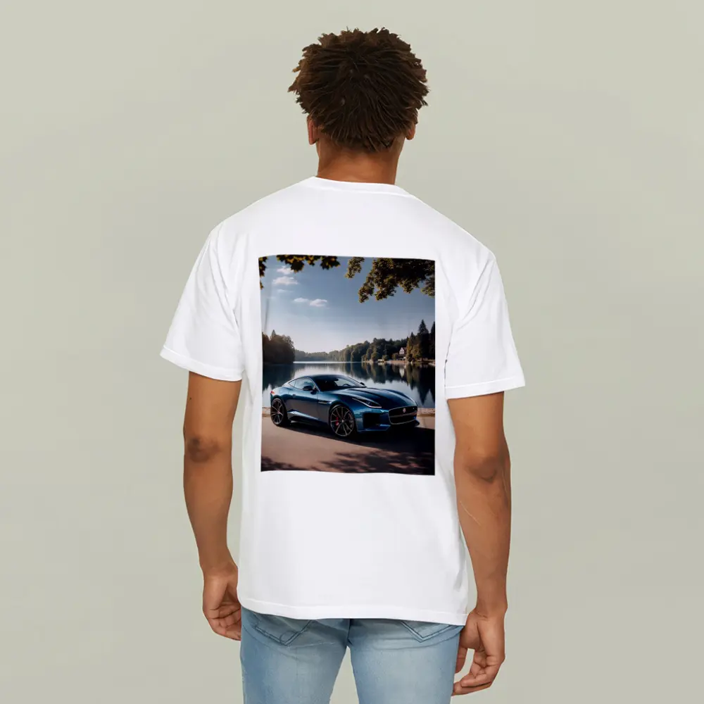 Jaguar F Type Parked By Calm Lake – T-Shirts
