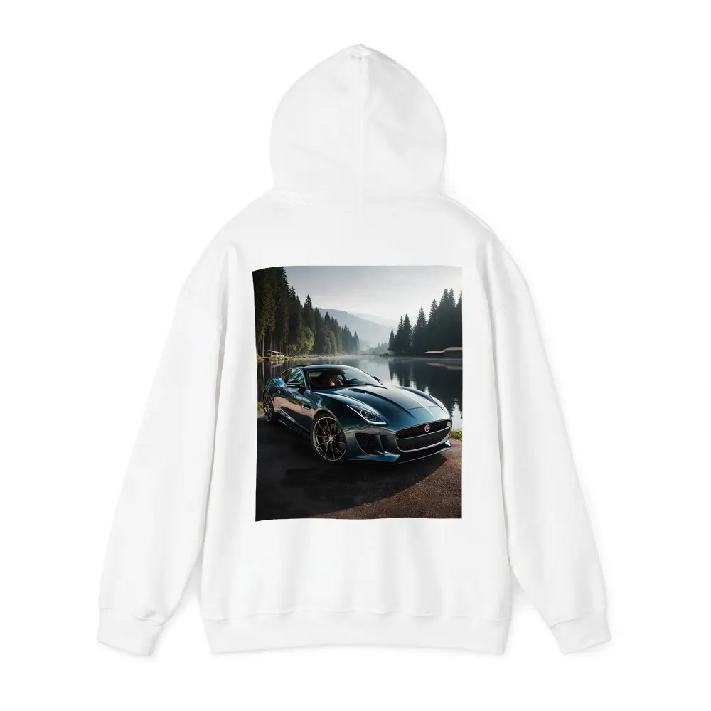 Jaguar F Type Parked By Misty Lake – Hoodies