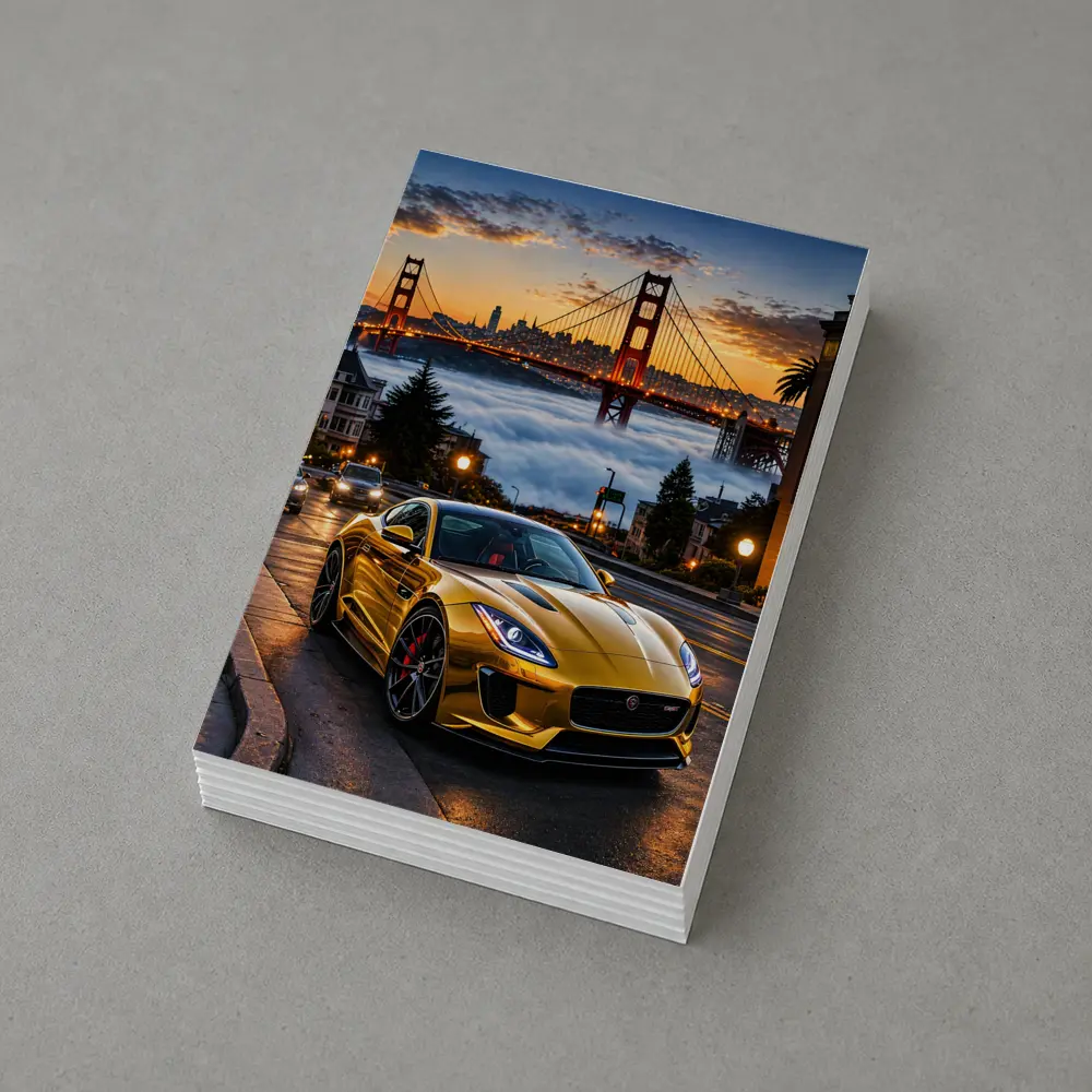 Jaguar F-Type Gold San Francisco Golden Gate – Postcards