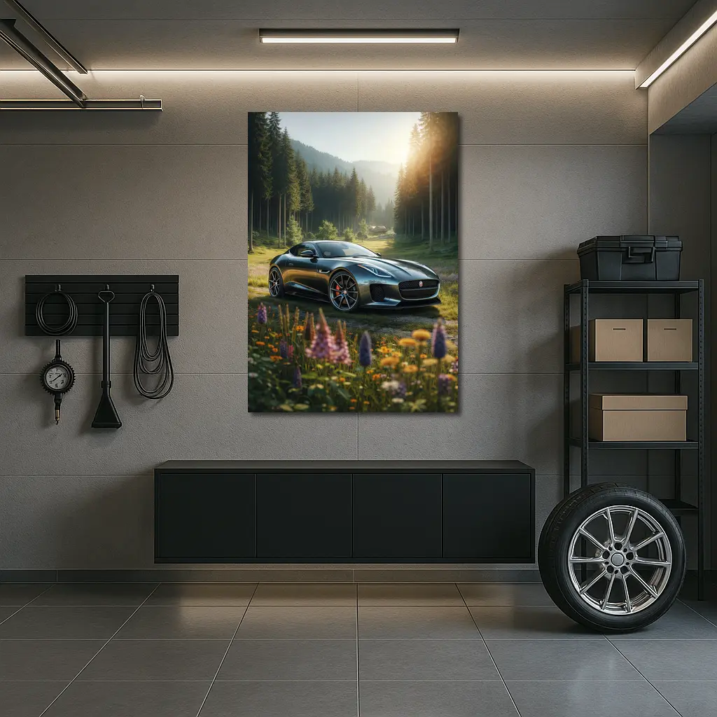 Jaguar F-Type Coupe Forest Meadow Setting – Wall Art