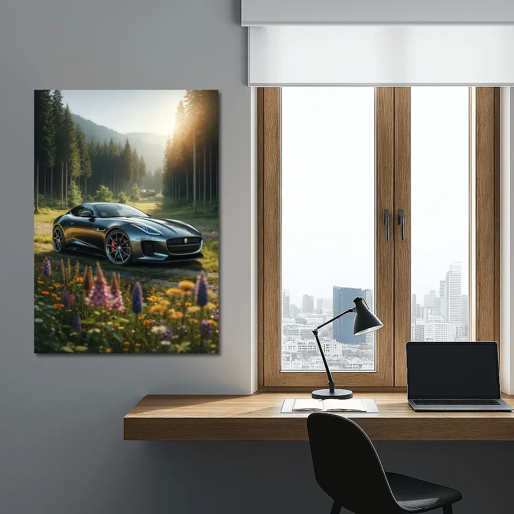 Jaguar F-Type Coupe Forest Meadow Setting – Wall Art