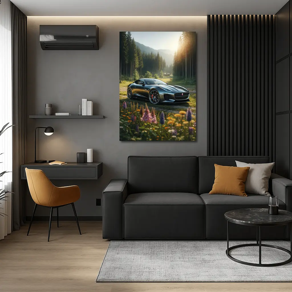 Jaguar F-Type Coupe Forest Meadow Setting – Wall Art