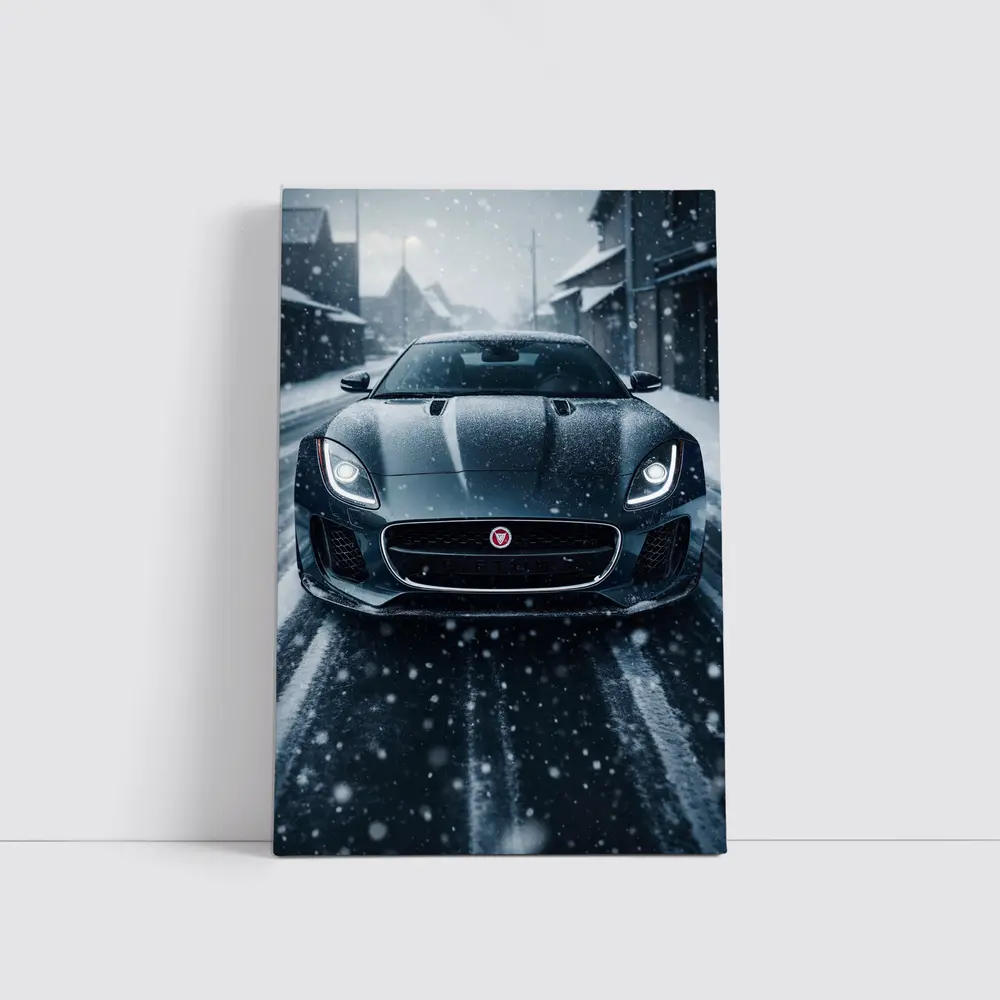 Jaguar F Type Dark Snow Street Scene – Wall Art