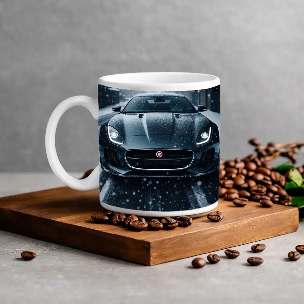 Jaguar F Type Dark Snow Street Scene – Mugs
