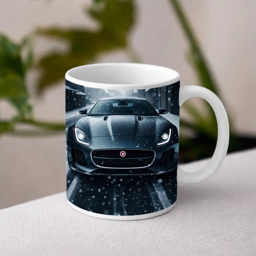 Jaguar F Type Dark Snow Street Scene – Mugs