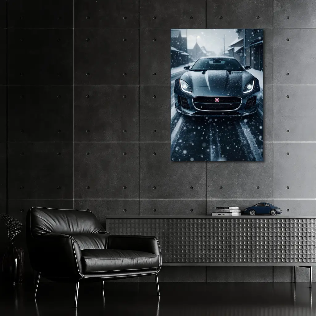 Jaguar F Type Dark Snow Street Scene – Wall Art