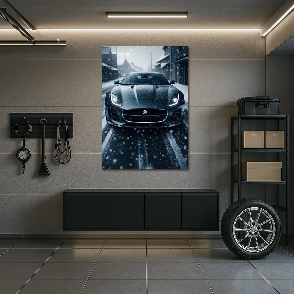 Jaguar F Type Dark Snow Street Scene – Wall Art