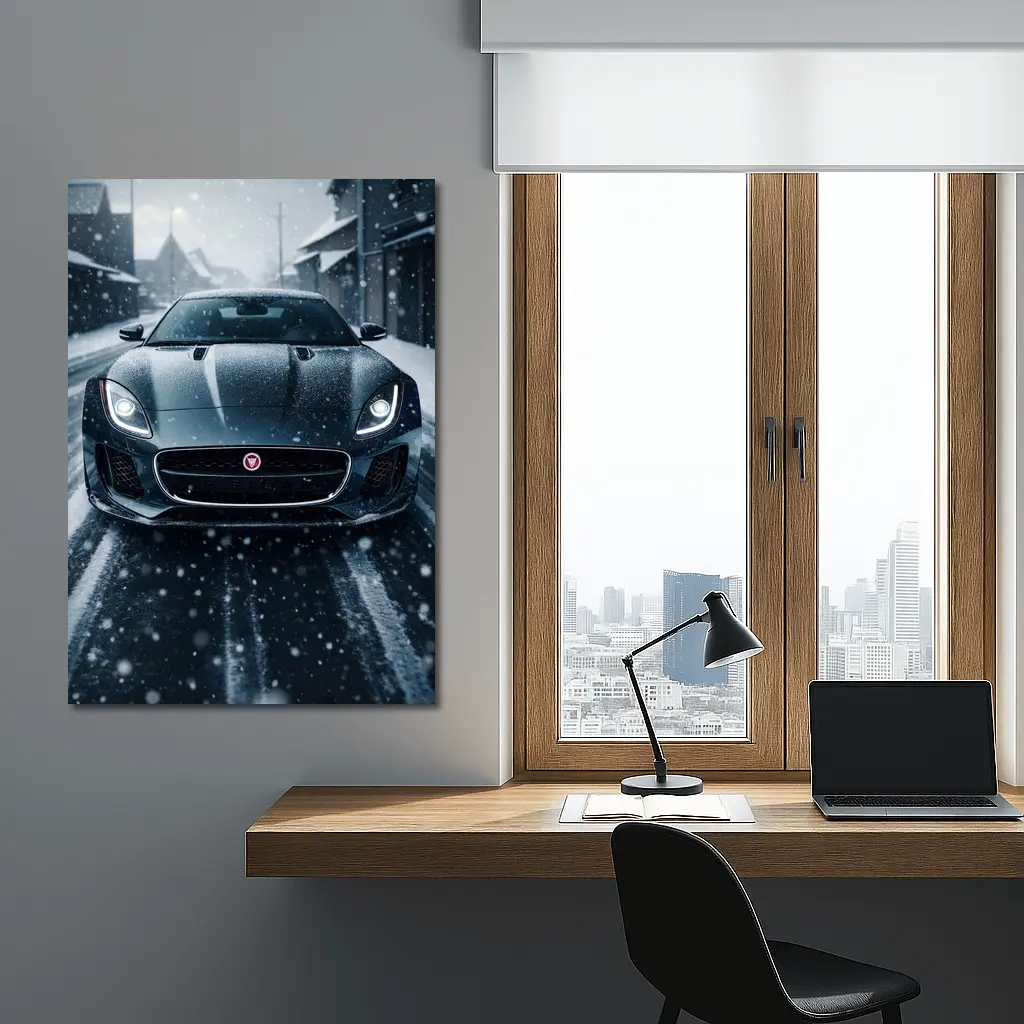 Jaguar F Type Dark Snow Street Scene – Wall Art