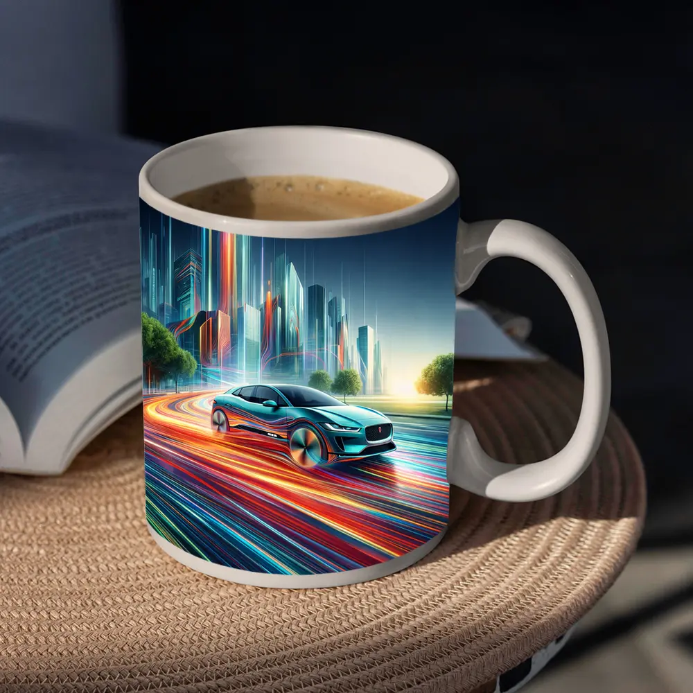 Jaguar I Pace Neon City Speed Art – Mugs