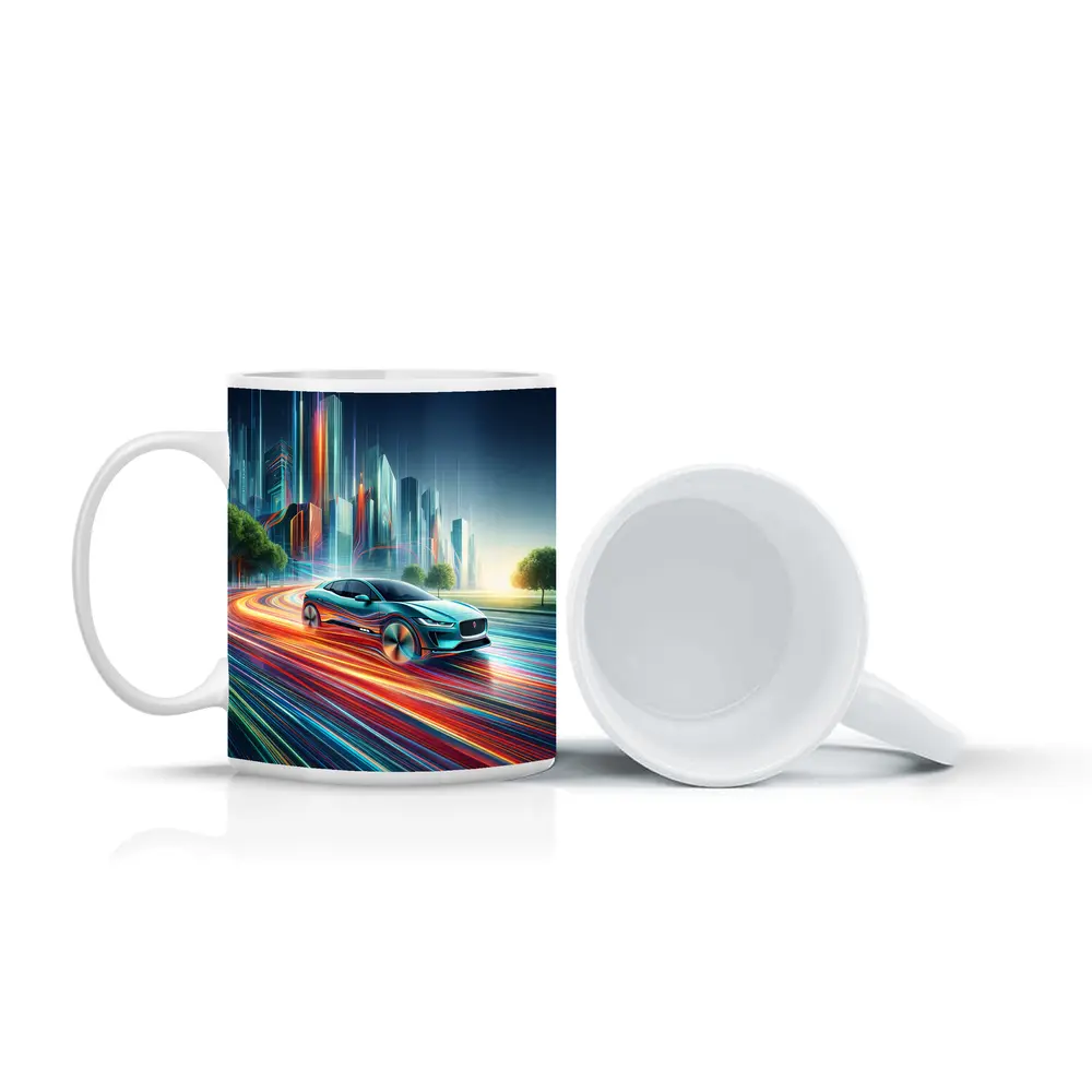 Jaguar I Pace Neon City Speed Art – Mugs