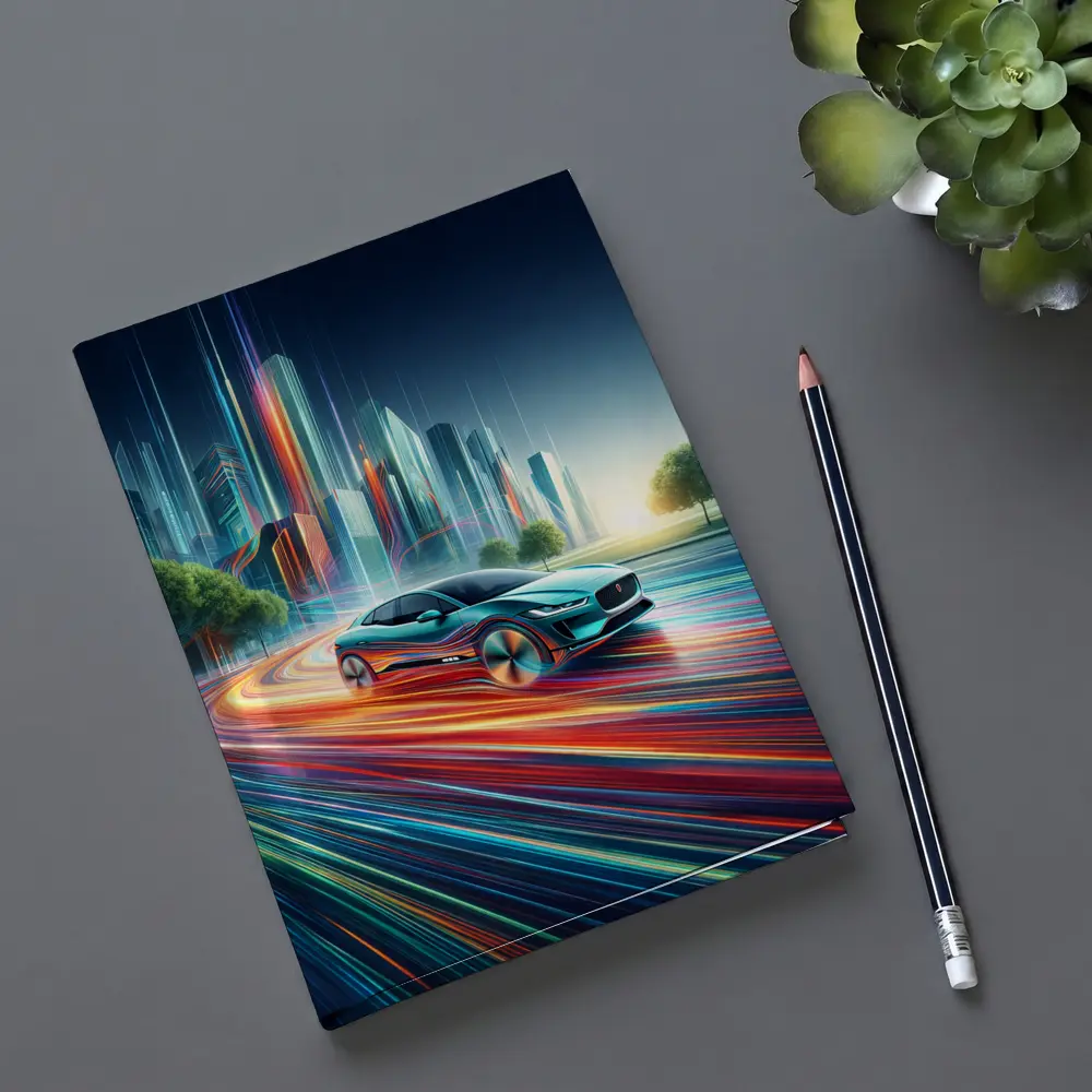 Jaguar I Pace Neon City Speed Art – Notebooks