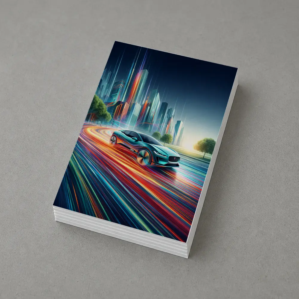 Jaguar I Pace Neon City Speed Art – Postcards