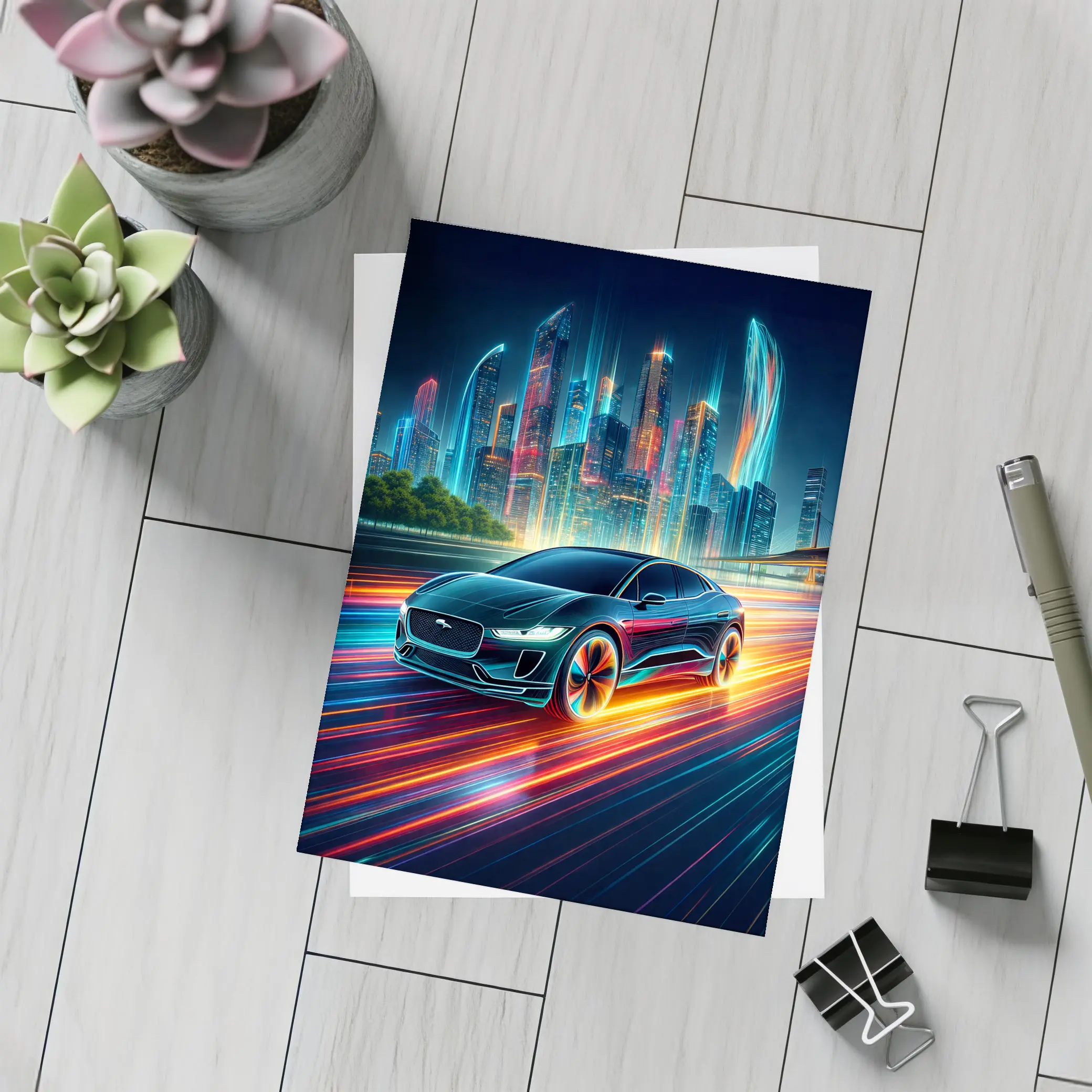 Jaguar I-Pace Neon City Night Drive – Postcards
