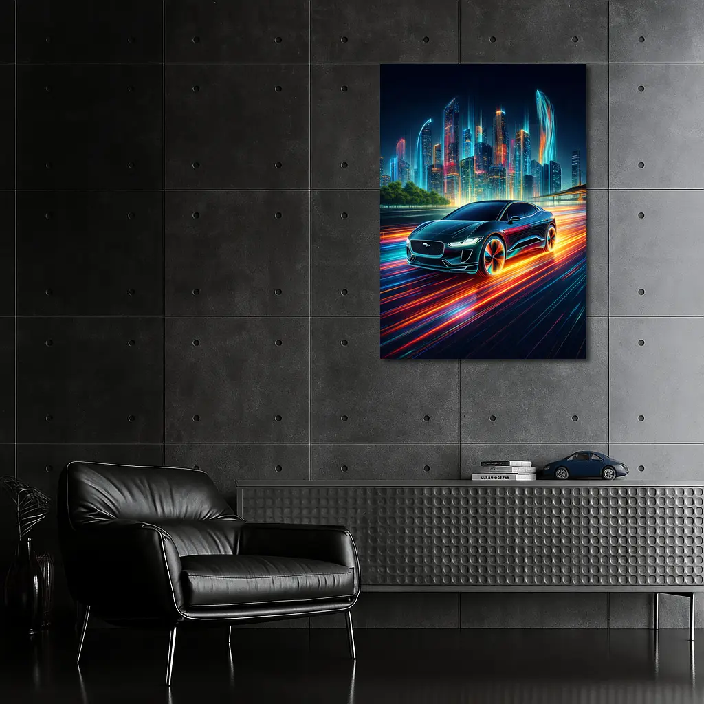 Jaguar I-Pace Neon City Night Drive – Wall Art