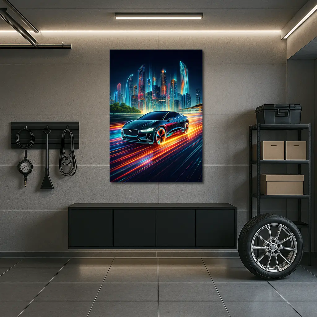 Jaguar I-Pace Neon City Night Drive – Wall Art
