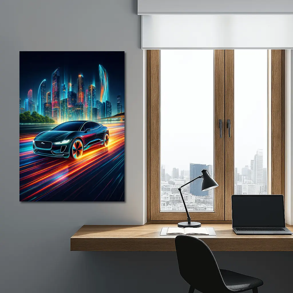 Jaguar I-Pace Neon City Night Drive – Wall Art