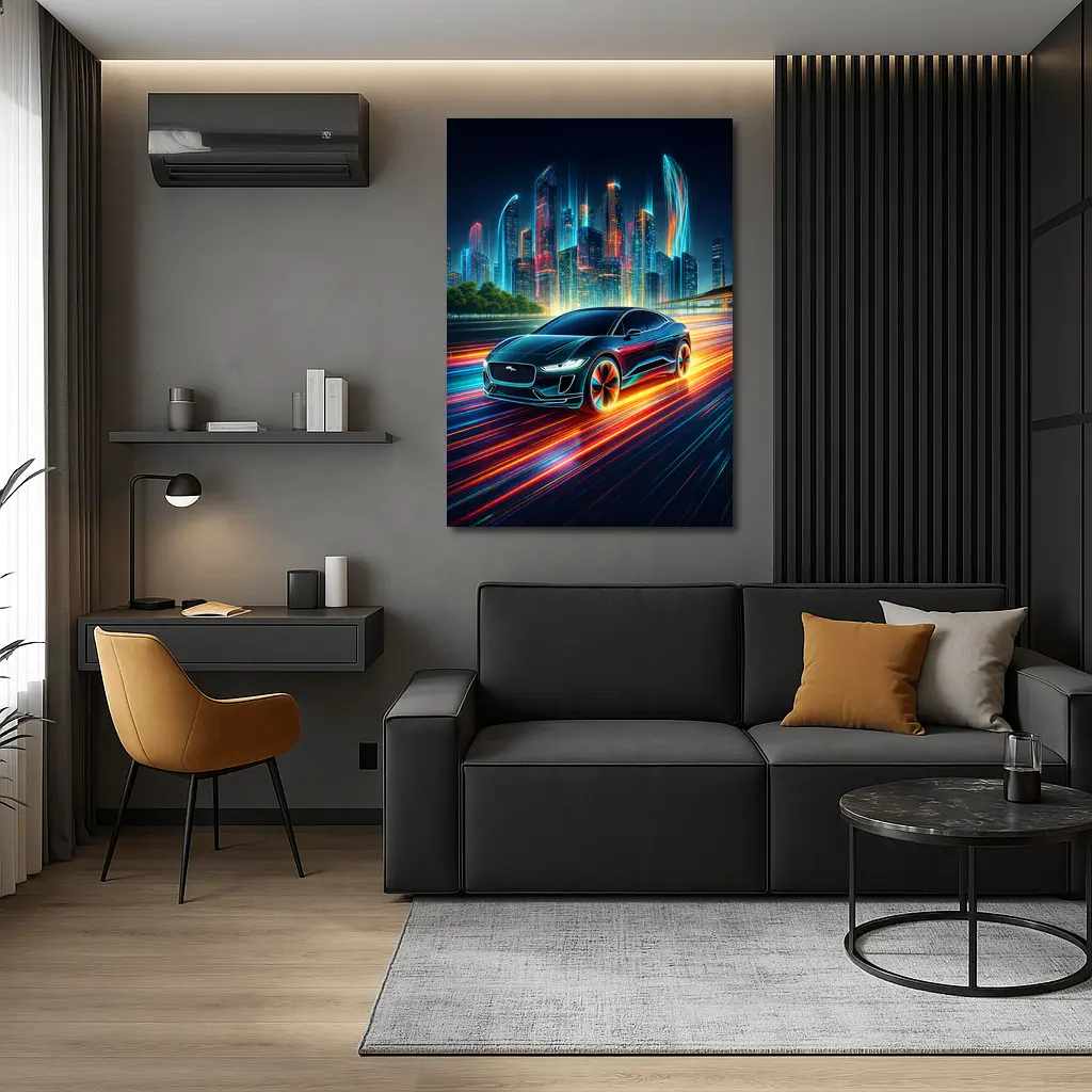 Jaguar I-Pace Neon City Night Drive – Wall Art