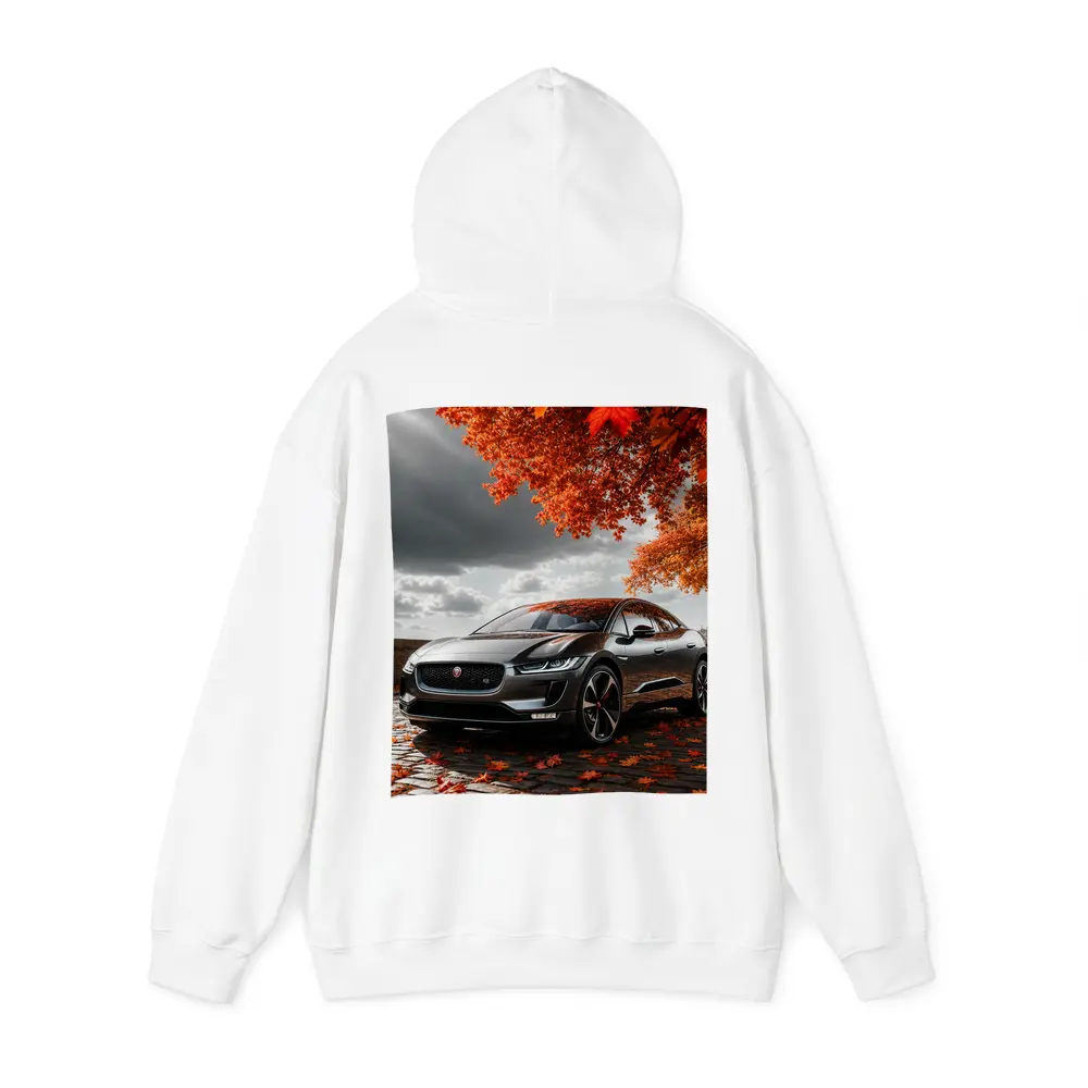 Jaguar I Pace On Autumn Cobblestone Street – Hoodies