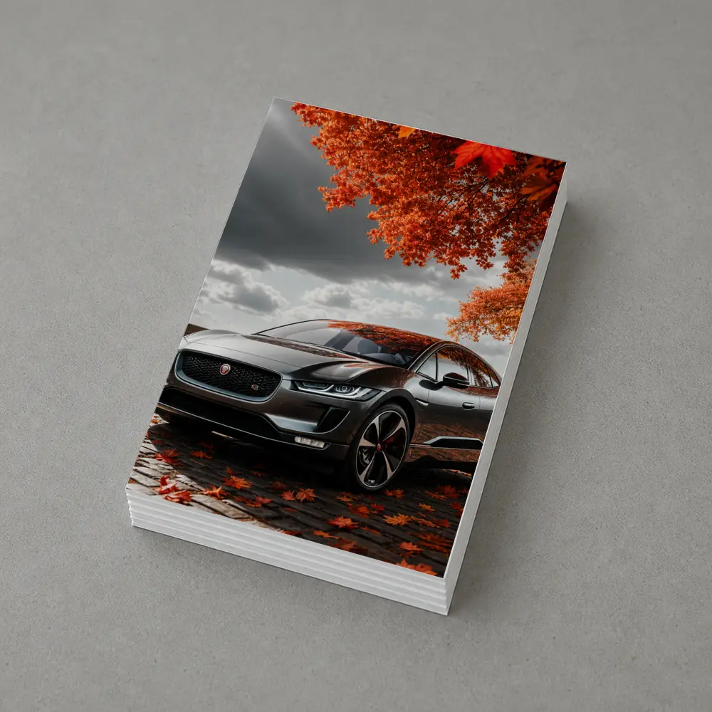 Jaguar I Pace On Autumn Cobblestone Street – Postcards