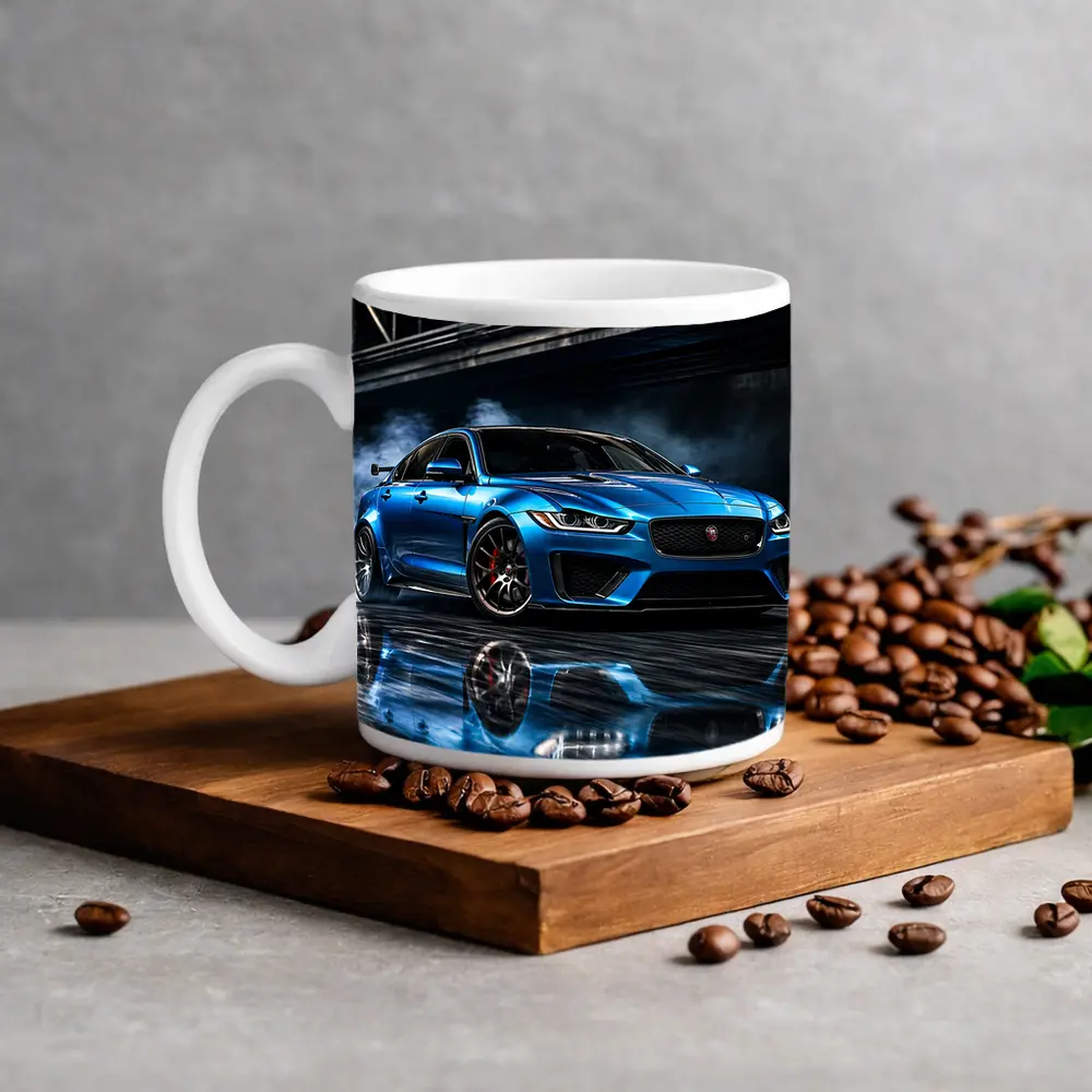 Jaguar XE Blue Sports Sedan Urban Setting – Mugs