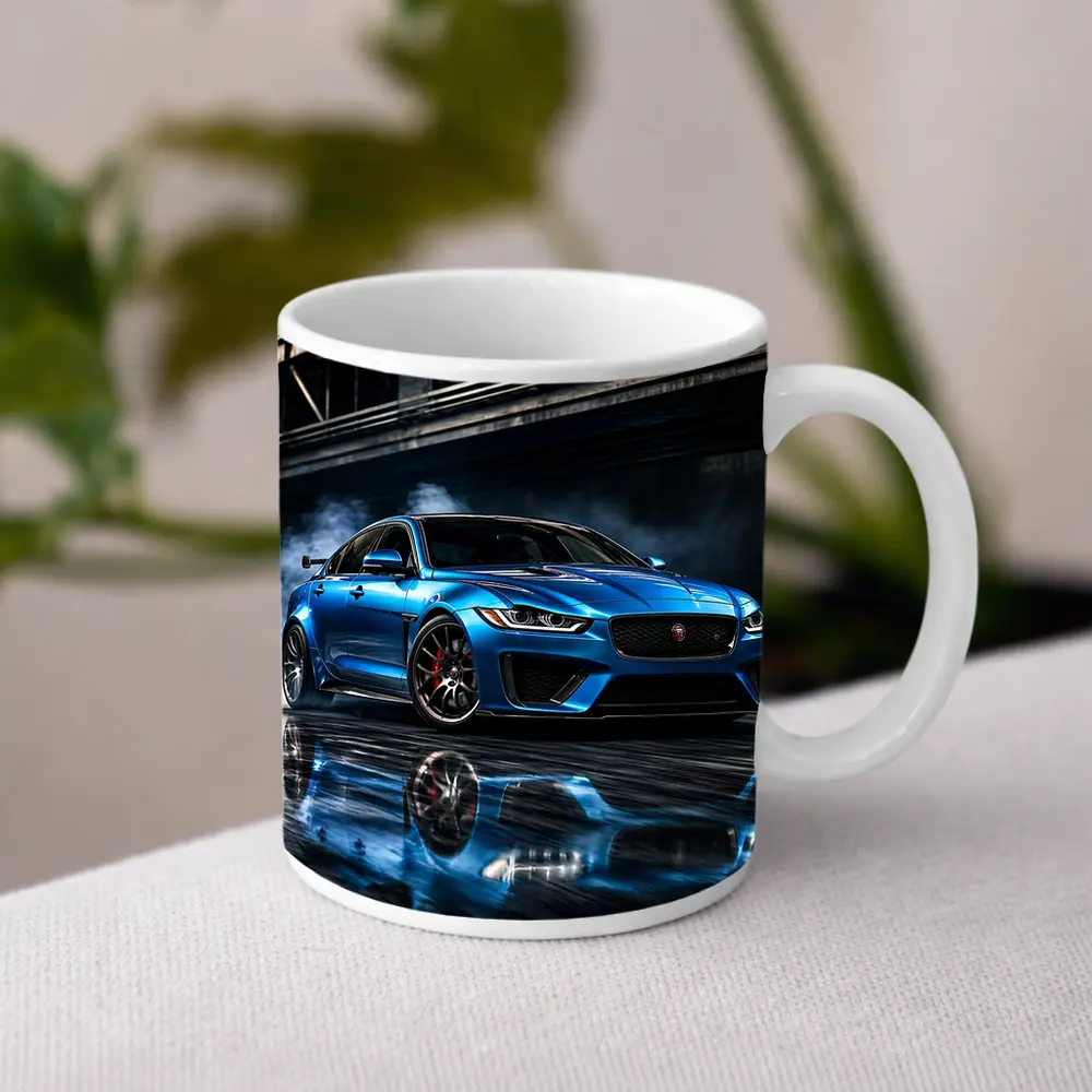 Jaguar XE Blue Sports Sedan Urban Setting – Mugs