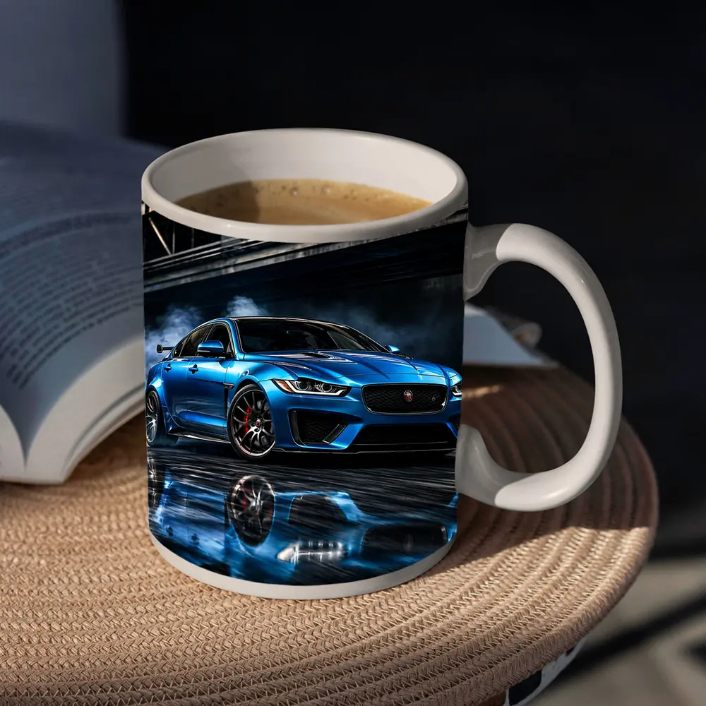 Jaguar XE Blue Sports Sedan Urban Setting – Mugs