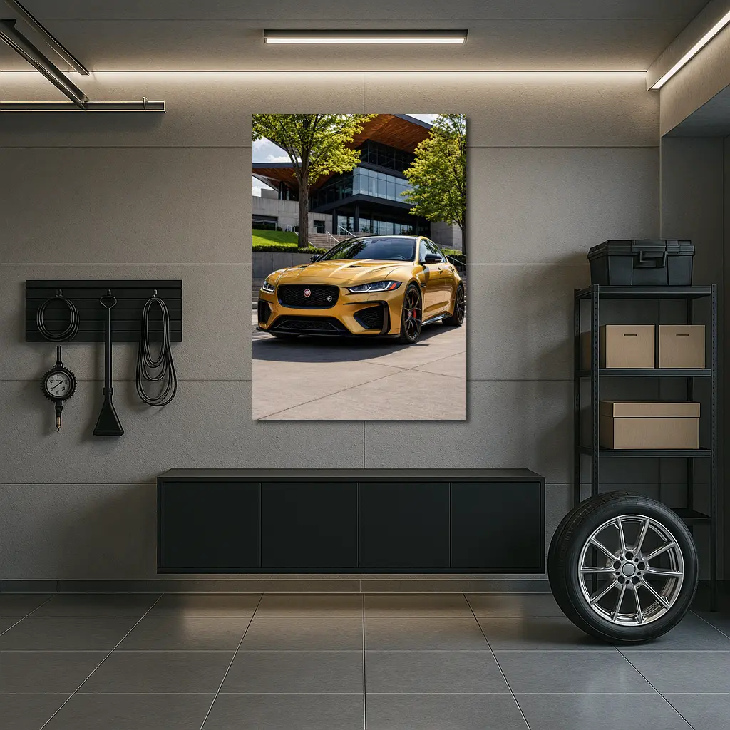 Jaguar XE SV Gold Modern Architecture Setting – Wall Art
