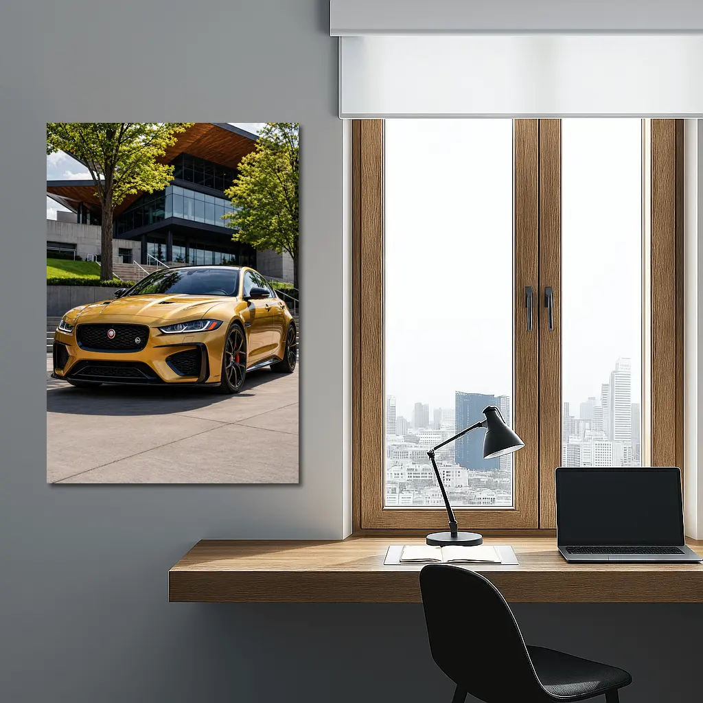 Jaguar XE SV Gold Modern Architecture Setting – Wall Art