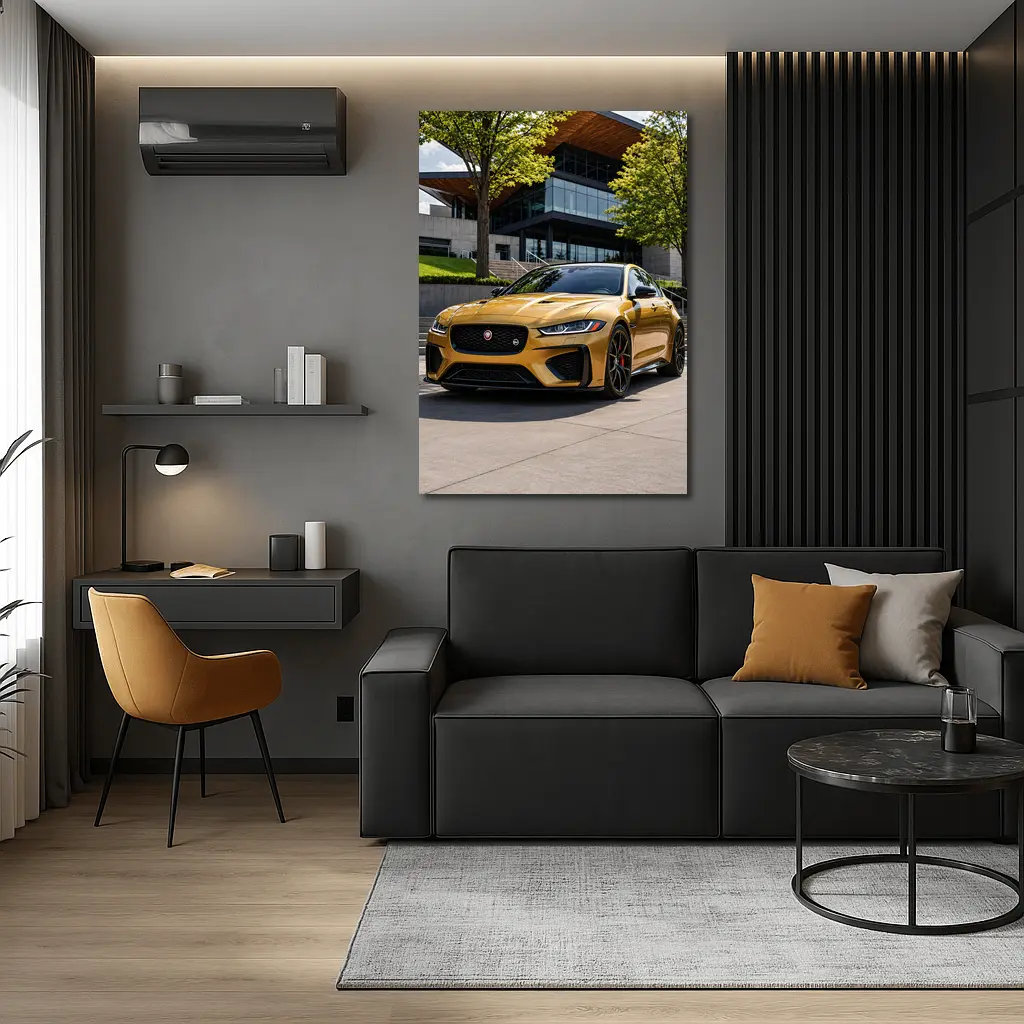 Jaguar XE SV Gold Modern Architecture Setting – Wall Art