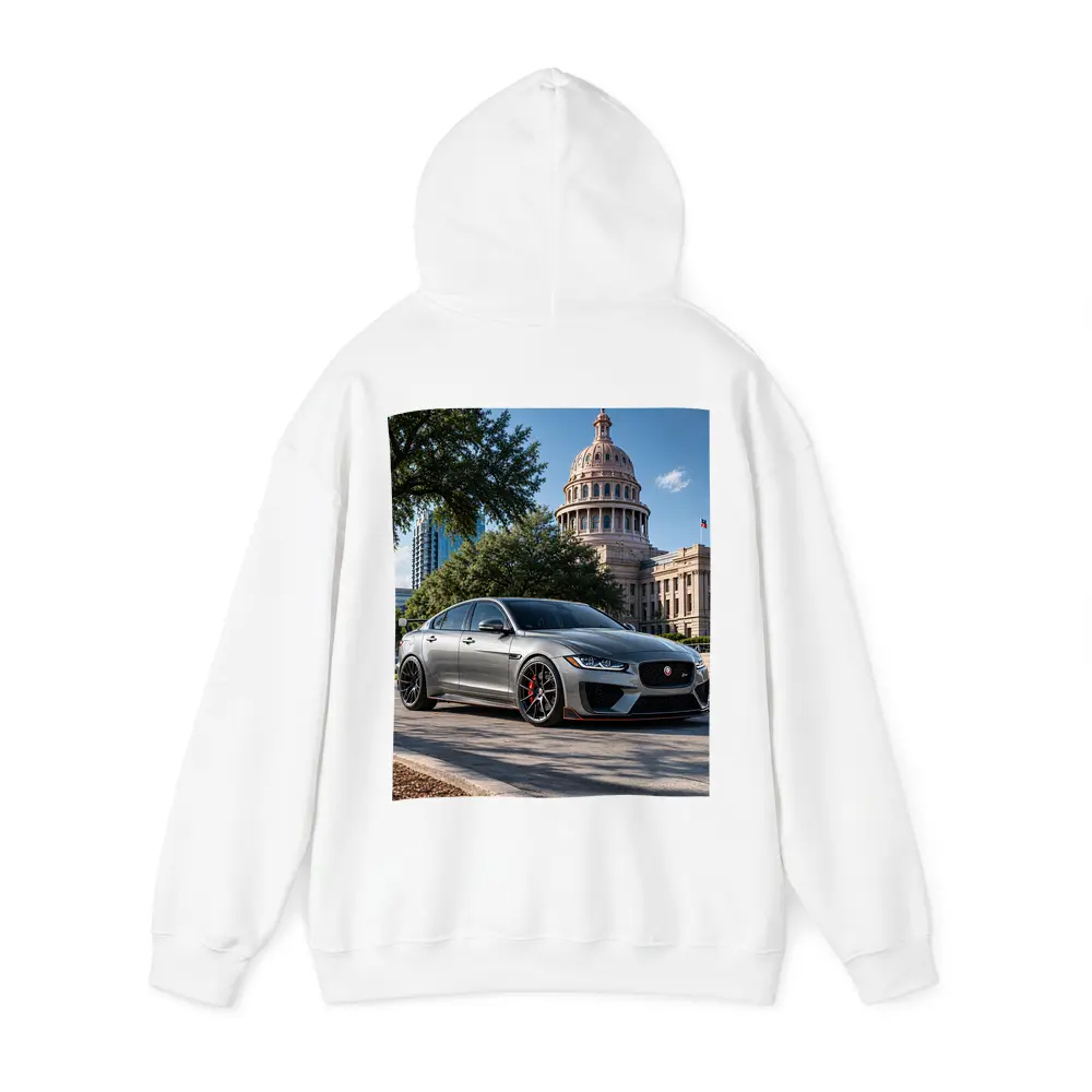 Jaguar XE Gray Sedan Capitol Building Background – Hoodies