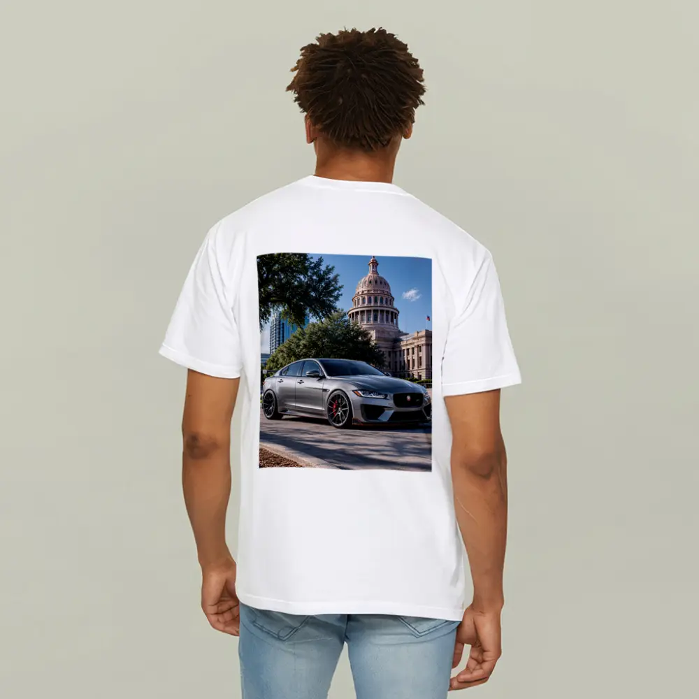 Jaguar XE Gray Sedan Capitol Building Background – T-Shirts