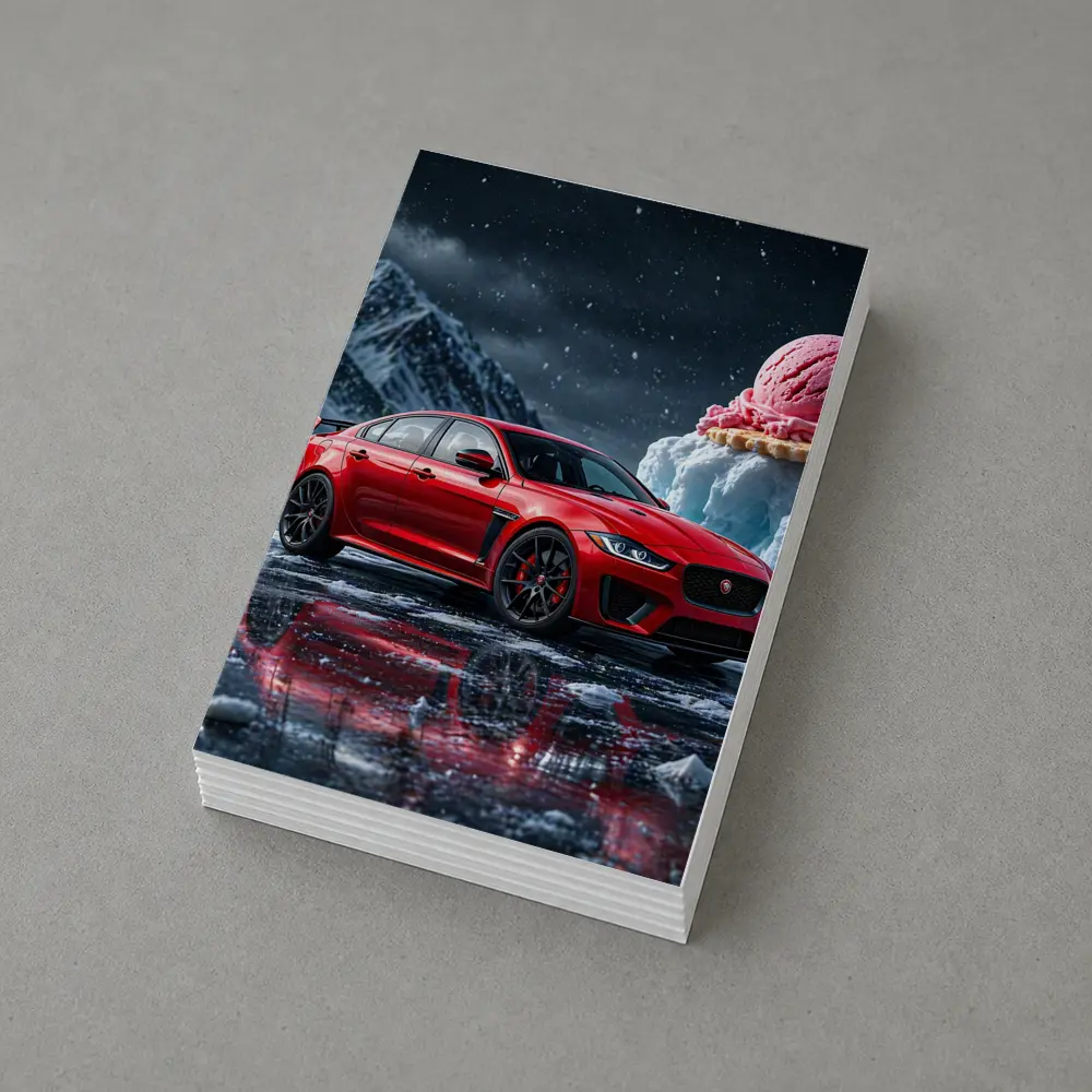 Jaguar XE SV Red Car Icy Mountain Scene – Postcards