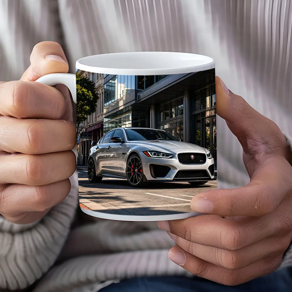 Jaguar XE SV Silver Urban Street Scene – Mugs