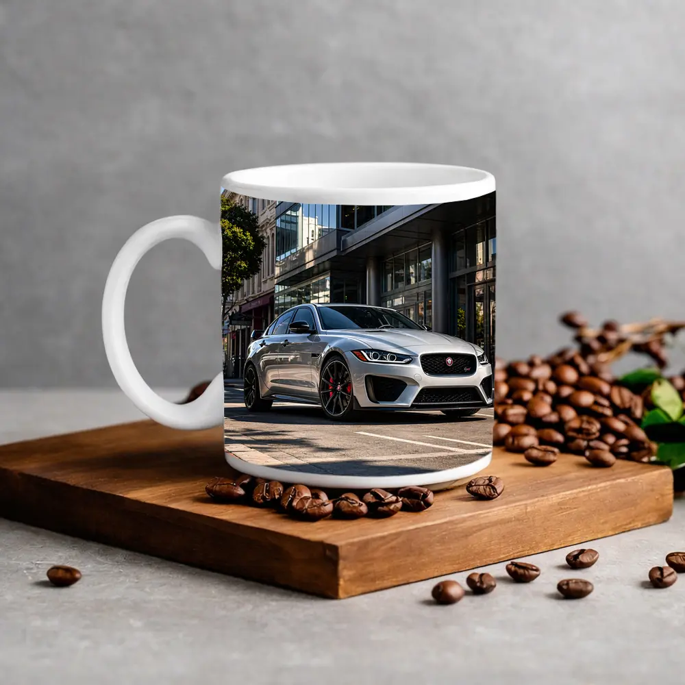 Jaguar XE SV Silver Urban Street Scene – Mugs