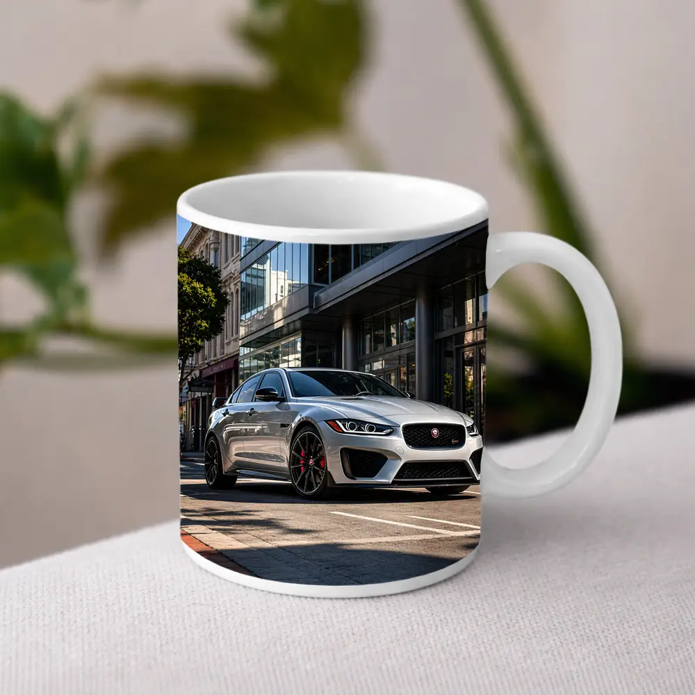 Jaguar XE SV Silver Urban Street Scene – Mugs