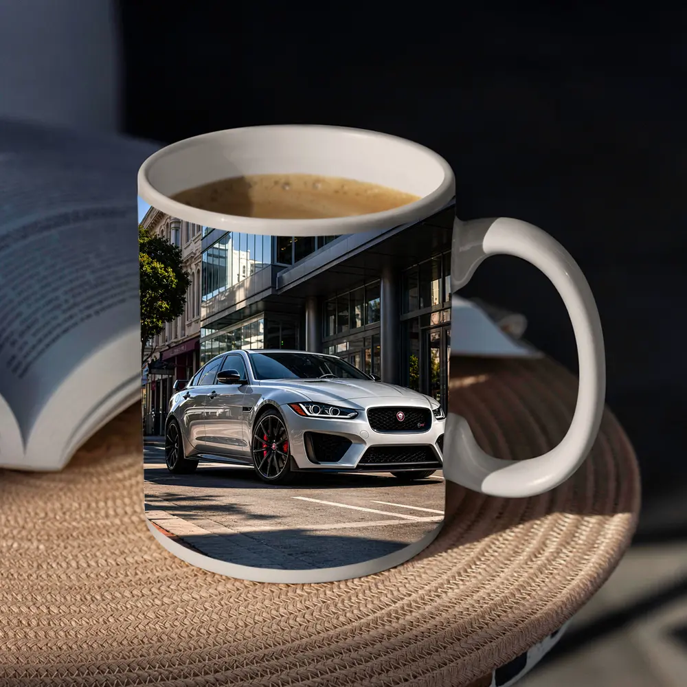 Jaguar XE SV Silver Urban Street Scene – Mugs
