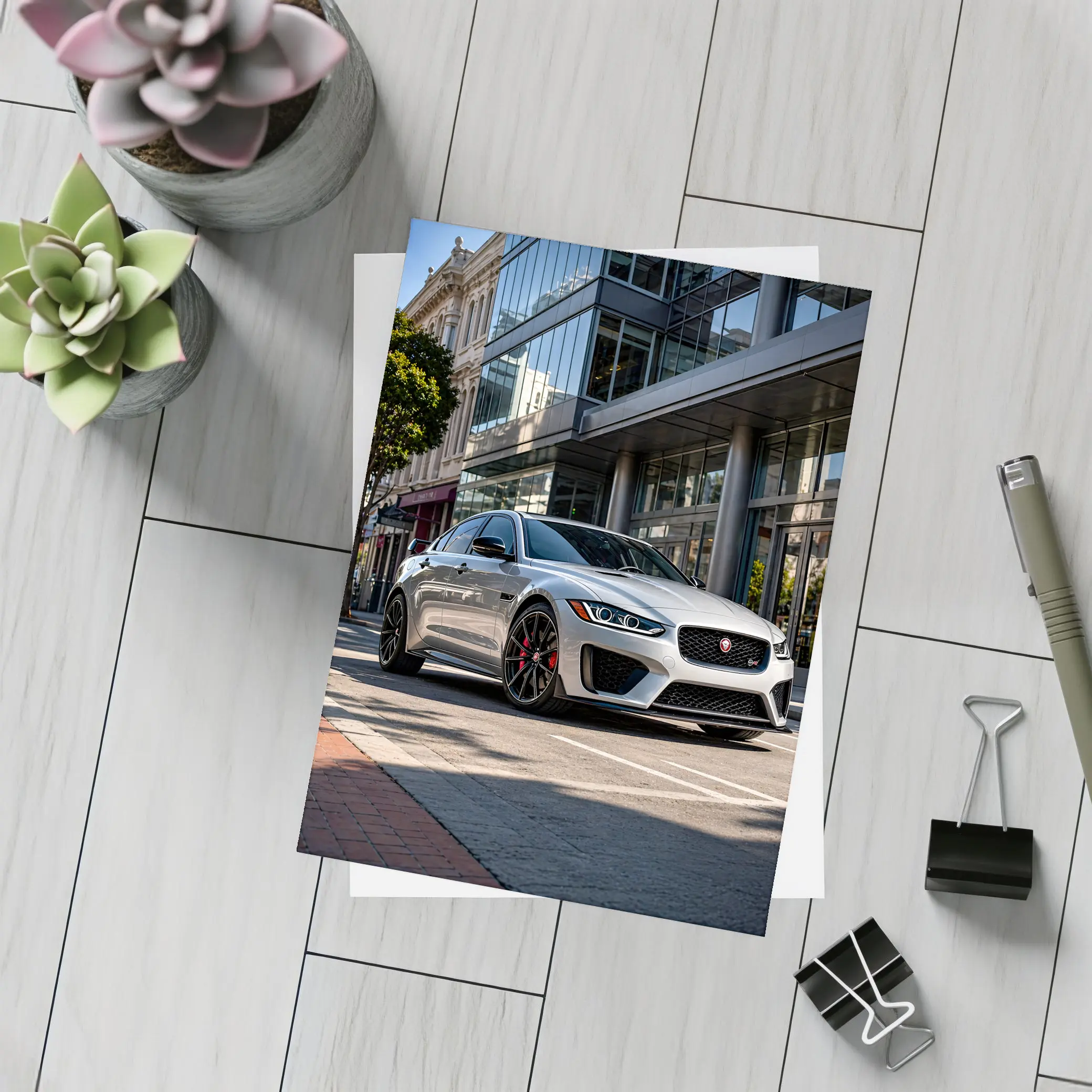 Jaguar XE SV Silver Urban Street Scene – Postcards