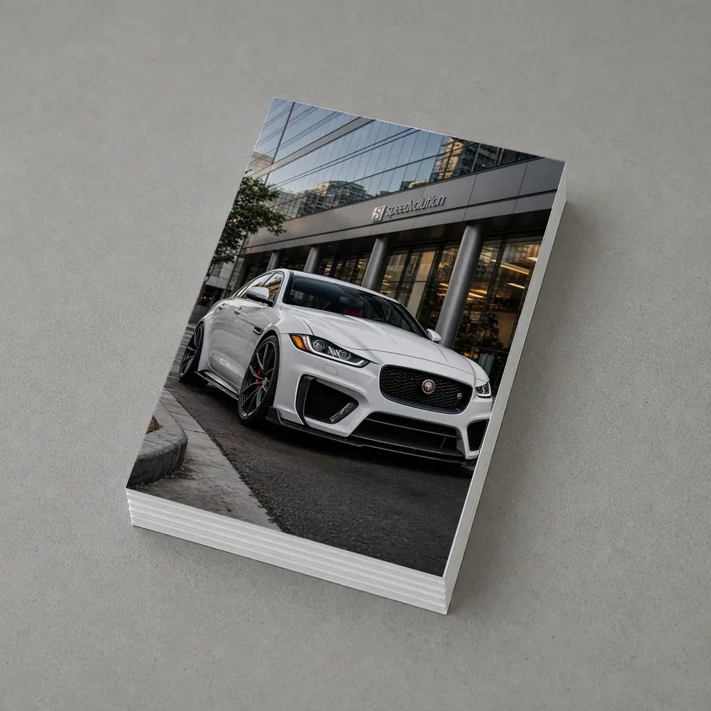 Jaguar XE White Sedan Urban City Street – Postcards