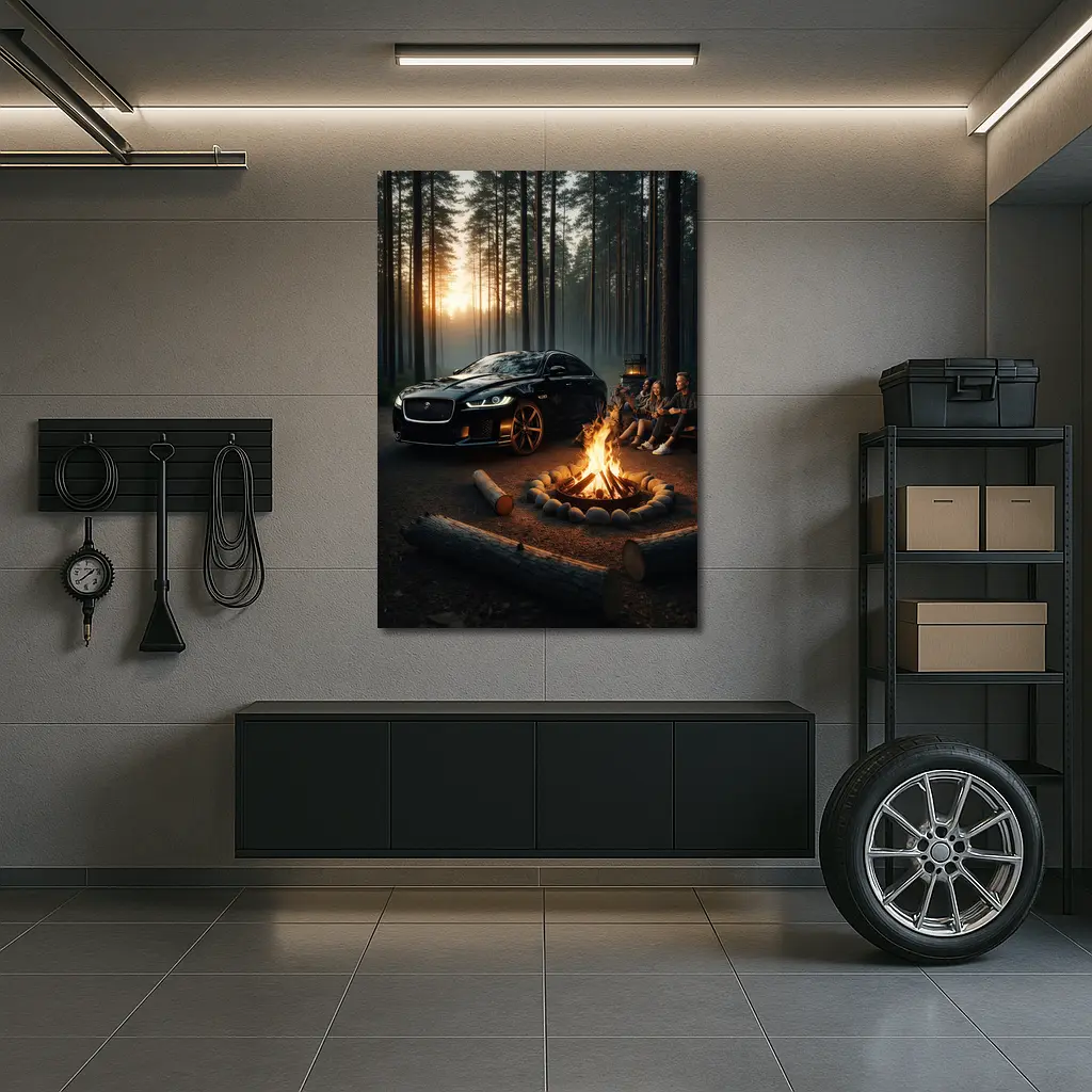 Jaguar XF Black Forest Campfire Night – Wall Art