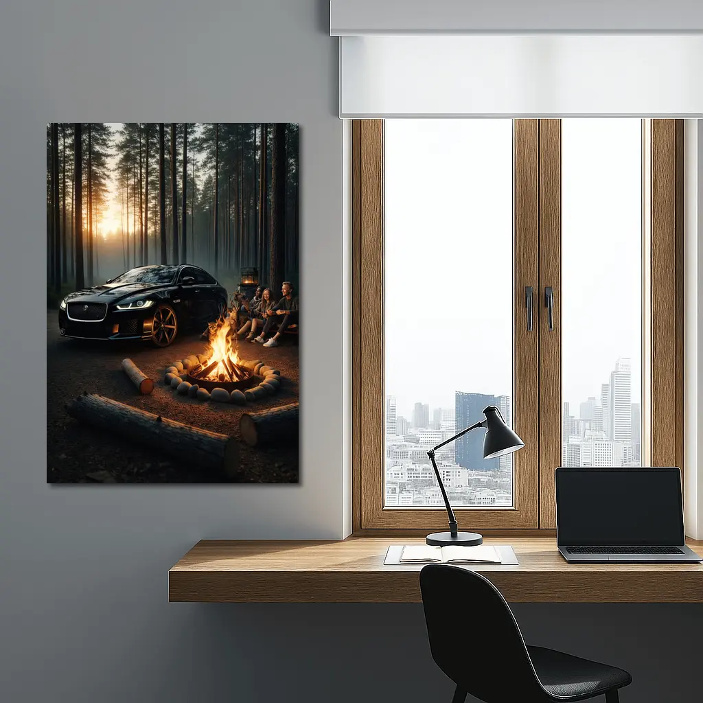 Jaguar XF Black Forest Campfire Night – Wall Art