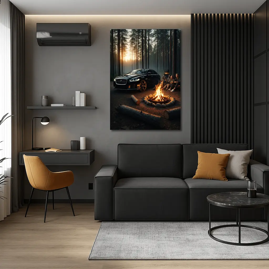 Jaguar XF Black Forest Campfire Night – Wall Art