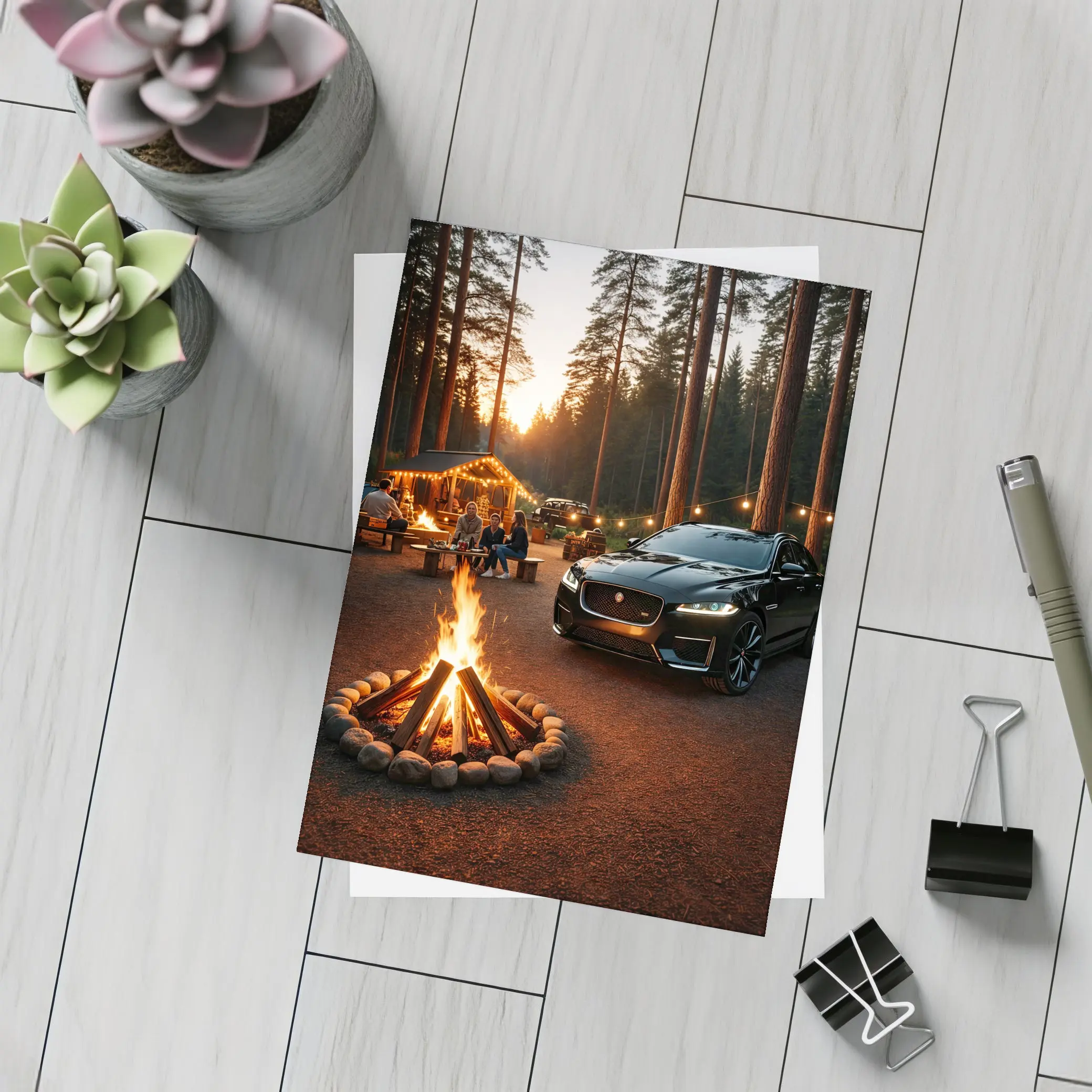 Jaguar F-Pace Black Forest Campfire Sunset – Postcards