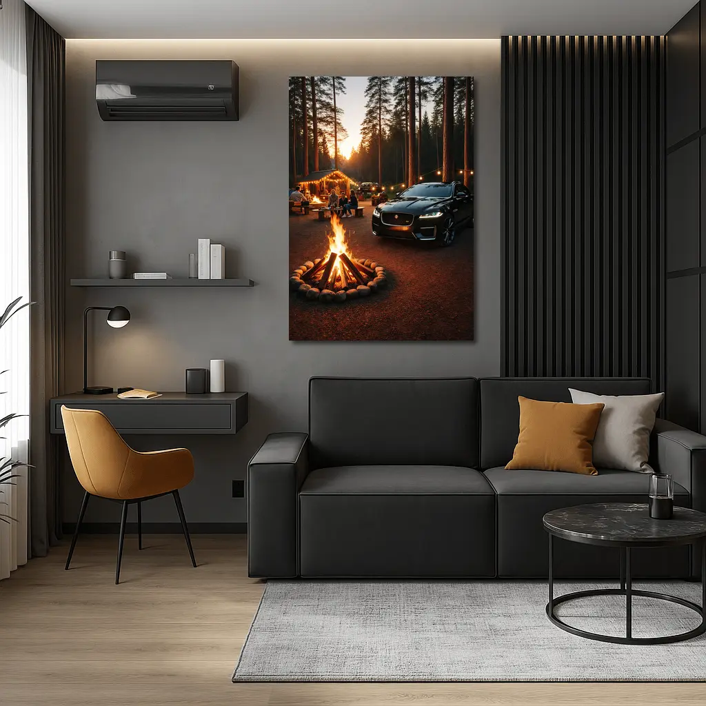 Jaguar F-Pace Black Forest Campfire Sunset – Wall Art