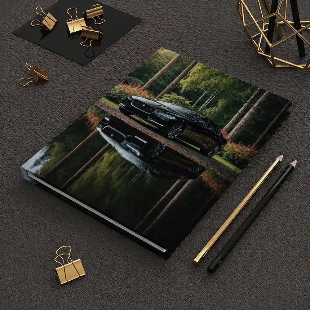 Jaguar XF Black Sedan Forest Reflection – Notebooks
