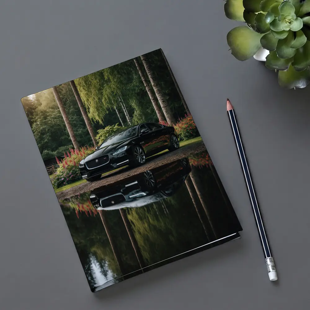 Jaguar XF Black Sedan Forest Reflection – Notebooks