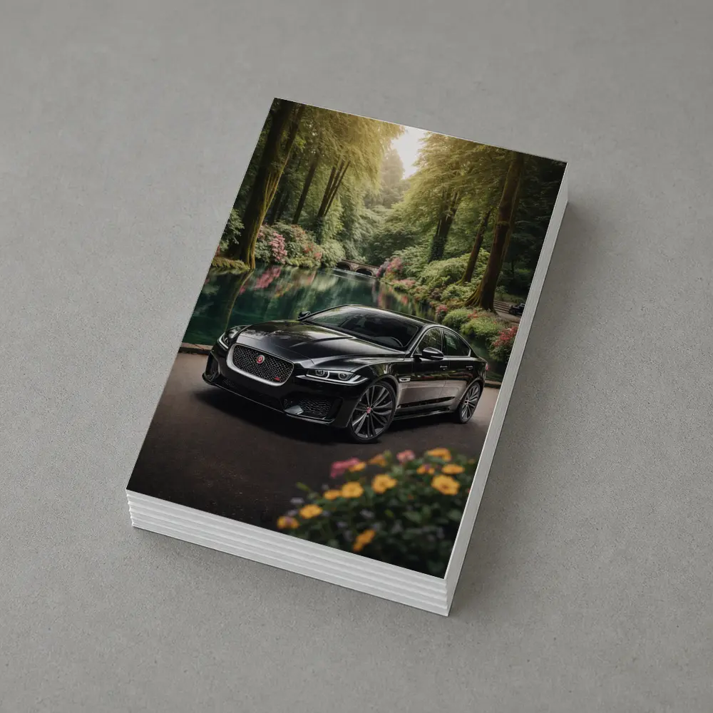 Jaguar XF Black Sedan Forest River – Postcards